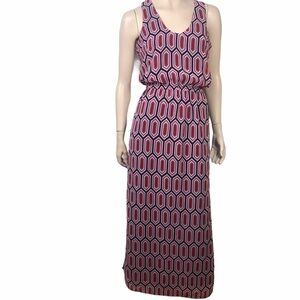 Banana Republic Size 4 Chiffon Red Pink Black  Back Cutoff Geometric Max…